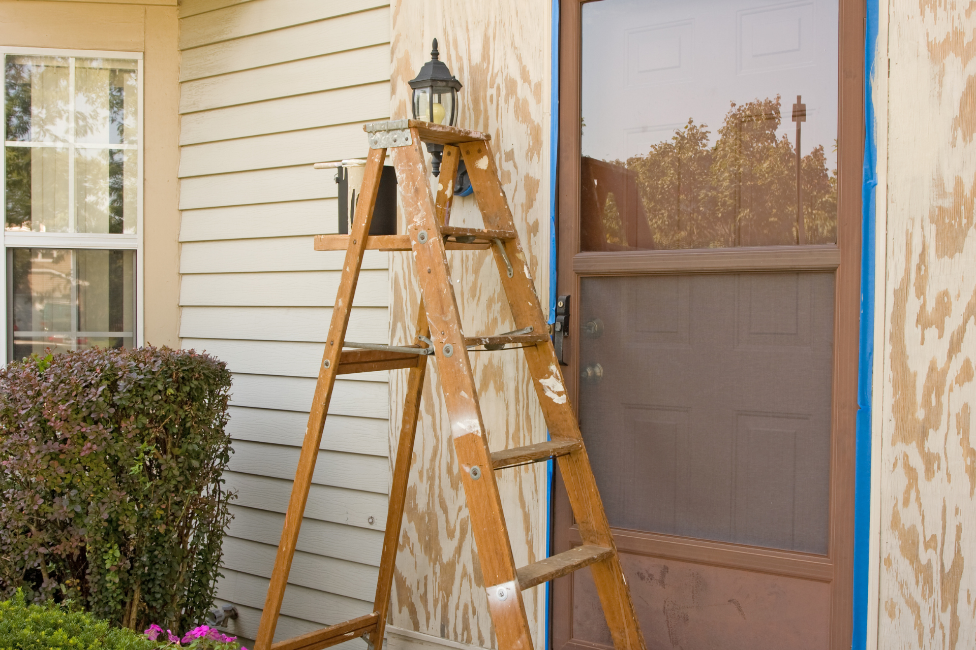 Image of a front door being repaired used to illustrate the home repair program in Allegheny, Pennsylvania